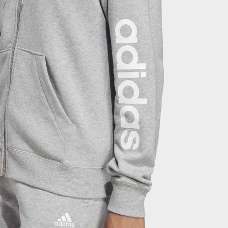 Moletom Com Capuz French Terry Cinza Médio Essencial Adidas