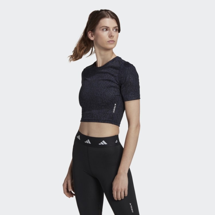 Top Cropped De Treino Com Estampa Ink Techfit Adidas