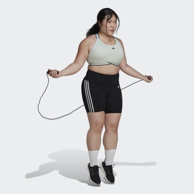 Leggings Curtas De Cintura Alta Com As Três Listras Adidas Black Training Essentials (tamanho Grande)