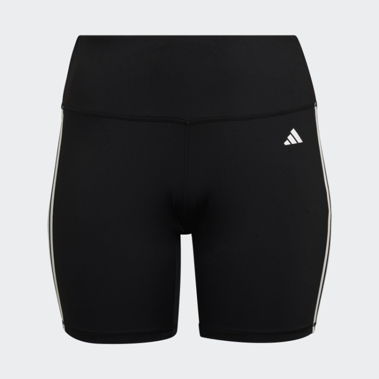 Leggings Curtas De Cintura Alta Com As Três Listras Adidas Black Training Essentials (tamanho Grande)