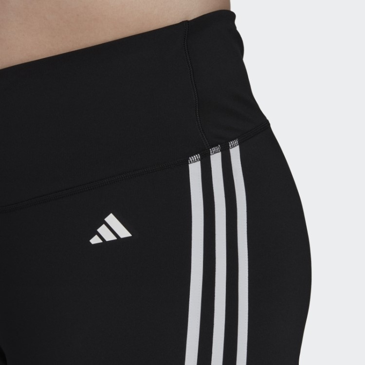 Leggings Curtas De Cintura Alta Com As Três Listras Adidas Black Training Essentials (tamanho Grande)