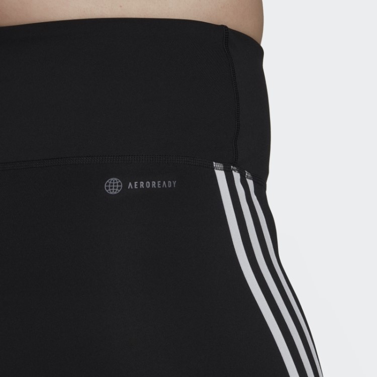 Leggings Curtas De Cintura Alta Com As Três Listras Adidas Black Training Essentials (tamanho Grande)
