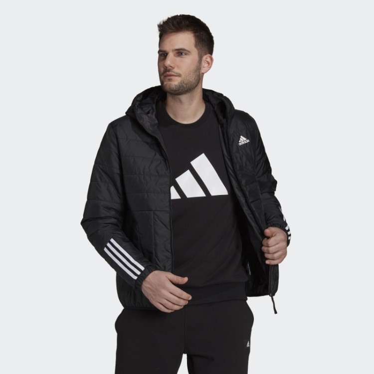 Jaqueta Preta Itavic Com As Três Listras E Capuz Adidas
