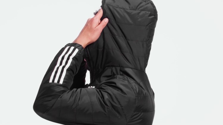 Jaqueta Preta Itavic Com As Três Listras E Capuz Adidas