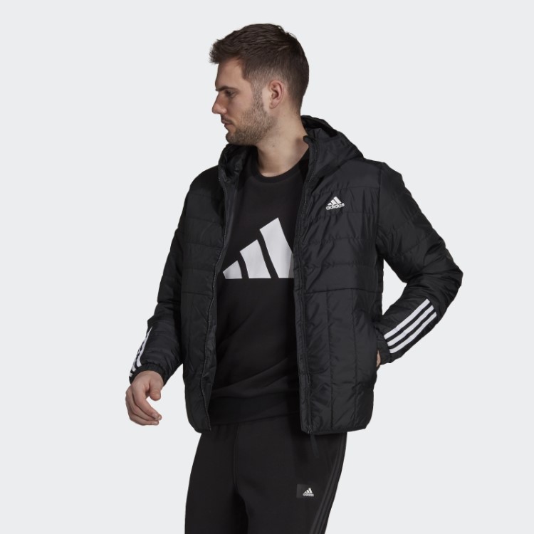 Jaqueta Preta Itavic Com As Três Listras E Capuz Adidas