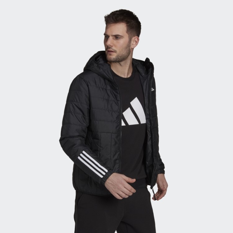 Jaqueta Preta Itavic Com As Três Listras E Capuz Adidas