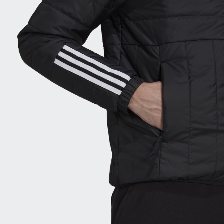 Jaqueta Preta Itavic Com As Três Listras E Capuz Adidas