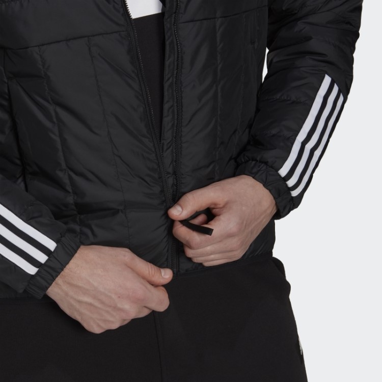 Jaqueta Preta Itavic Com As Três Listras E Capuz Adidas