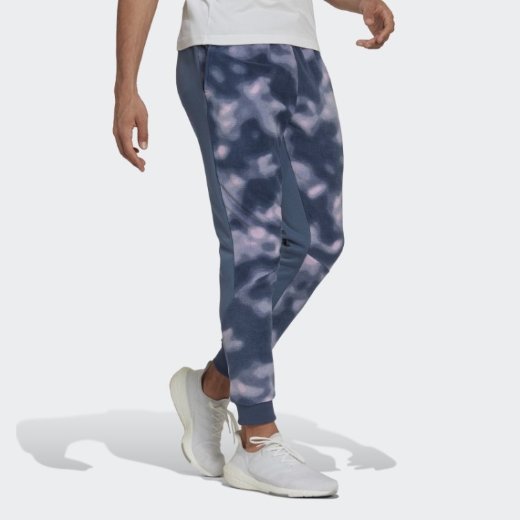 Calça De Lã Polar Com Estampa De Natureza Em Aço Adidas