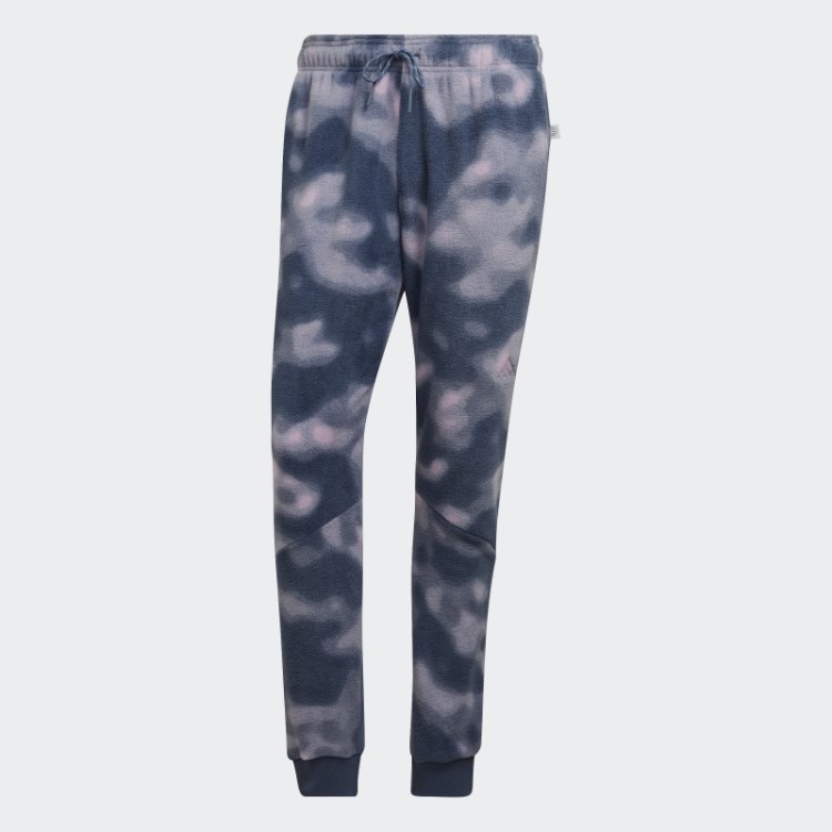 Calça De Lã Polar Com Estampa De Natureza Em Aço Adidas