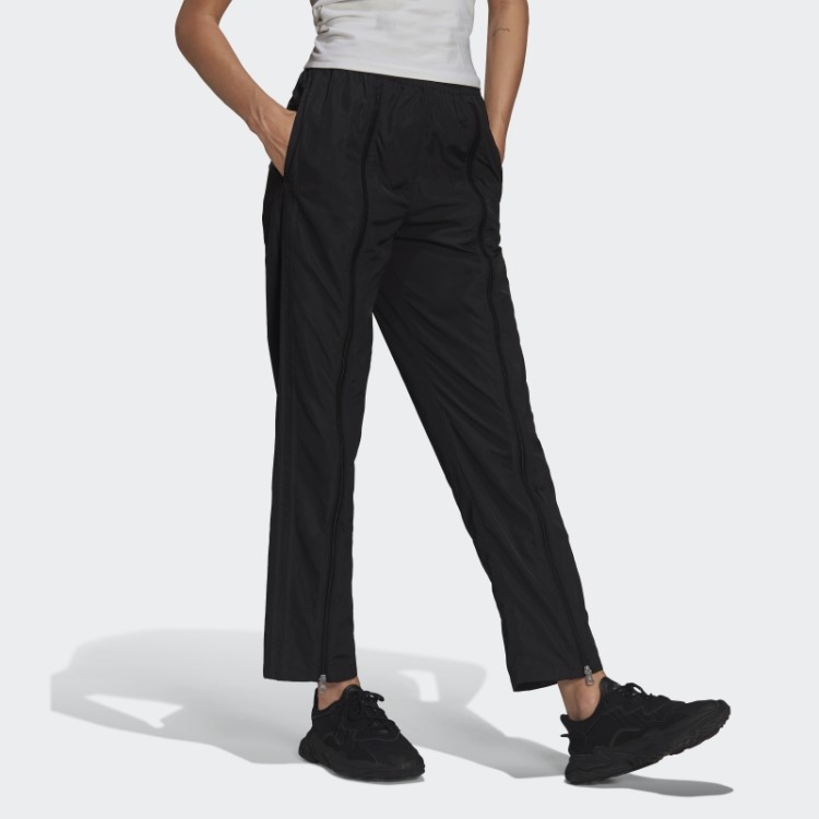Calça Adicolor Com Zíper E Barra Aberta Preta Adidas