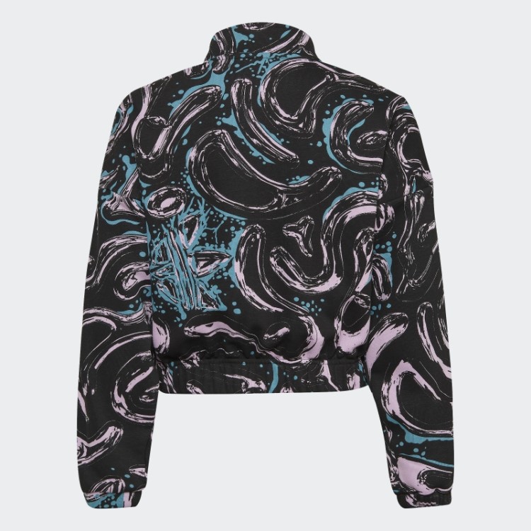 Moletom Preto Adidas Com Estampa Corrida E Meio Zíper