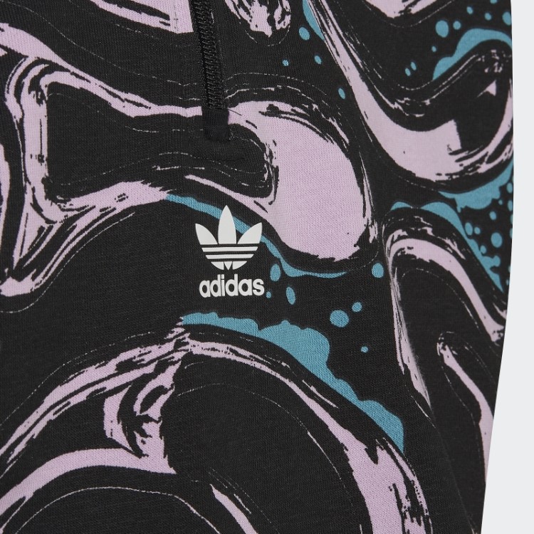 Moletom Preto Adidas Com Estampa Corrida E Meio Zíper