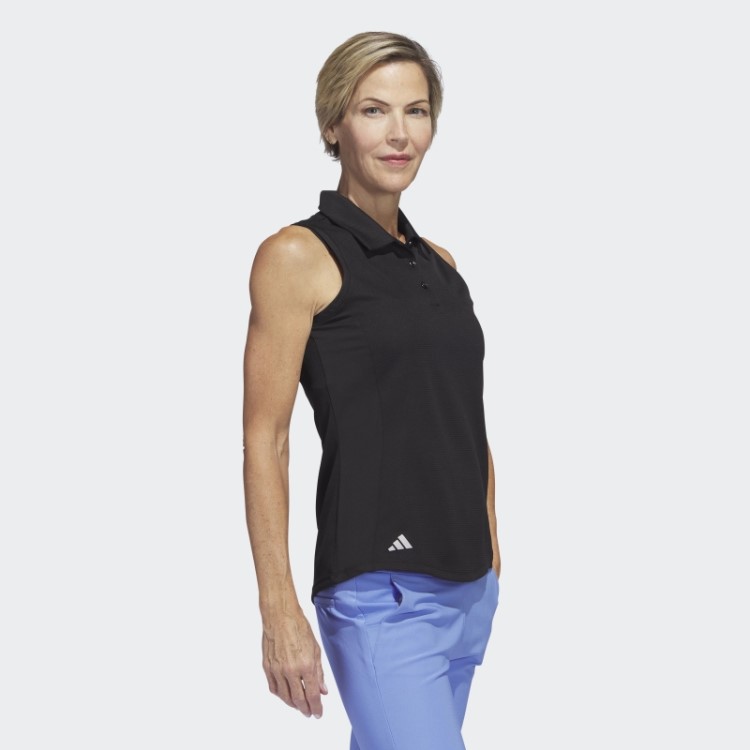 Camisa Polo De Golfe Sem Mangas Textura Preto Adidas
