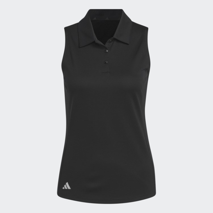 Camisa Polo De Golfe Sem Mangas Textura Preto Adidas