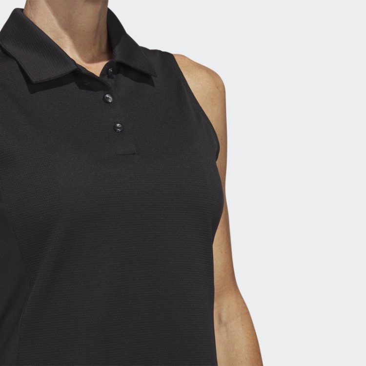 Camisa Polo De Golfe Sem Mangas Textura Preto Adidas