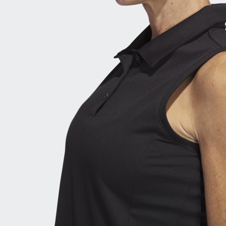 Camisa Polo De Golfe Sem Mangas Textura Preto Adidas