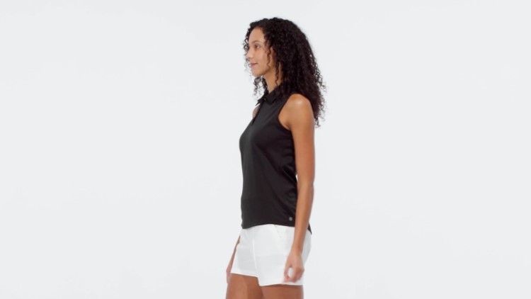 Camisa Polo De Golfe Sem Mangas Com Textura Preta Adidas