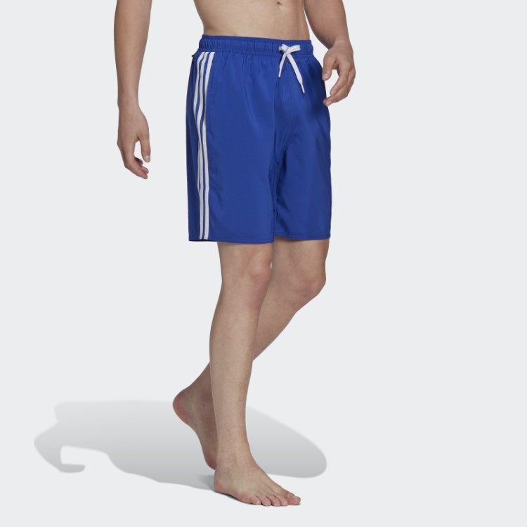 Calção De Banho Clx Azul Adidas Com As 3 Riscas