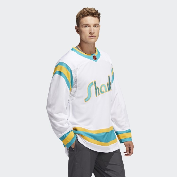 Adidas White Sharks Camisa Retrô Autêntica Com Marca De Palavra Reversa