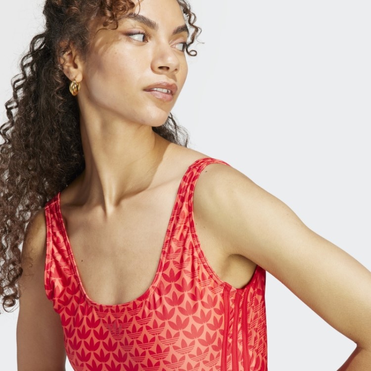 Fato De Banho Vermelho Adidas Originals Monograma Com As 3 Riscas