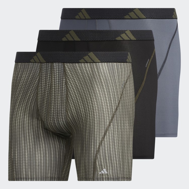 Cuecas Boxer Gráfico De Malha De Desempenho 3 Pares Adidas Strong Olive