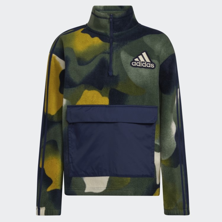Popover De Lã Aconchegante De óxido Verde Com Meio Zíper Adidas