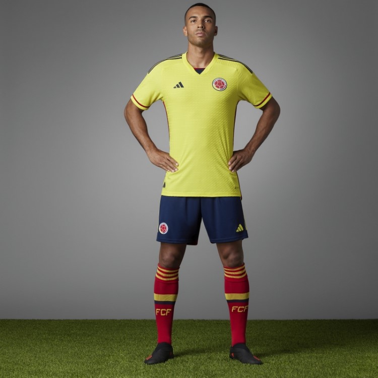 Amarelo Colombia 22 Home Autêntico Jersey Adidas Elegante