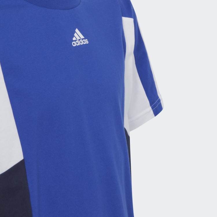 Camiseta Adidas Blue Colorblock Com As Três Listras Regular Fit