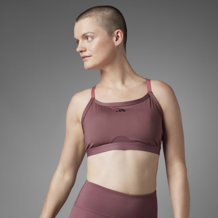 Sutiã Bordô Adidas Authentic Balance Yoga Suporte Leve Quente