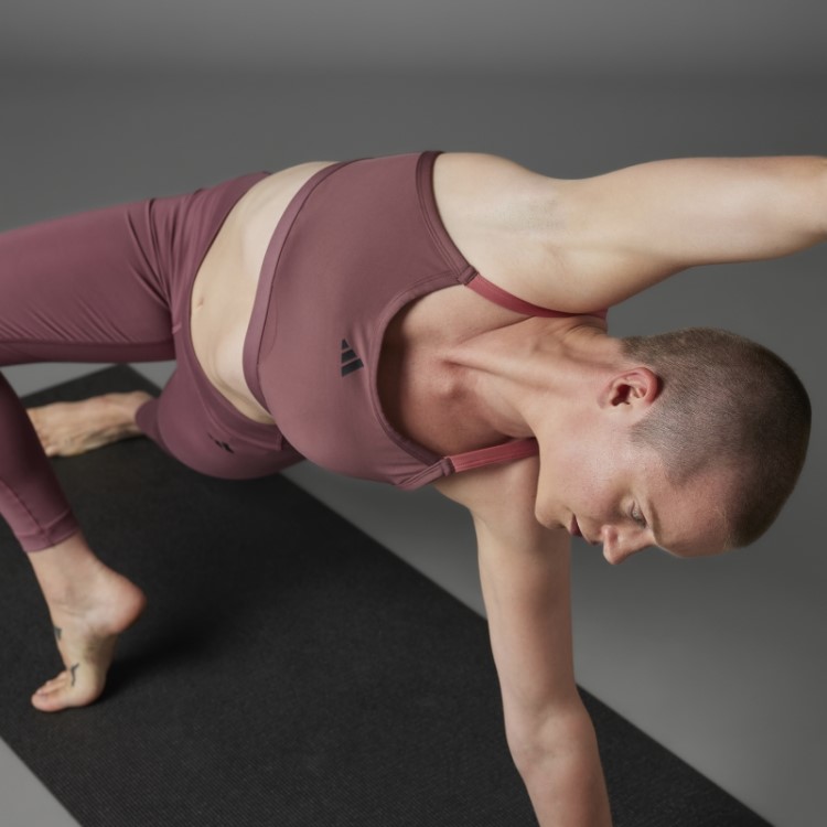 Sutiã Bordô Adidas Authentic Balance Yoga Suporte Leve Quente