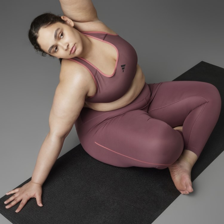 Sutiã De Suporte Leve De Ioga De Equilíbrio Autêntico Adidas Bordô