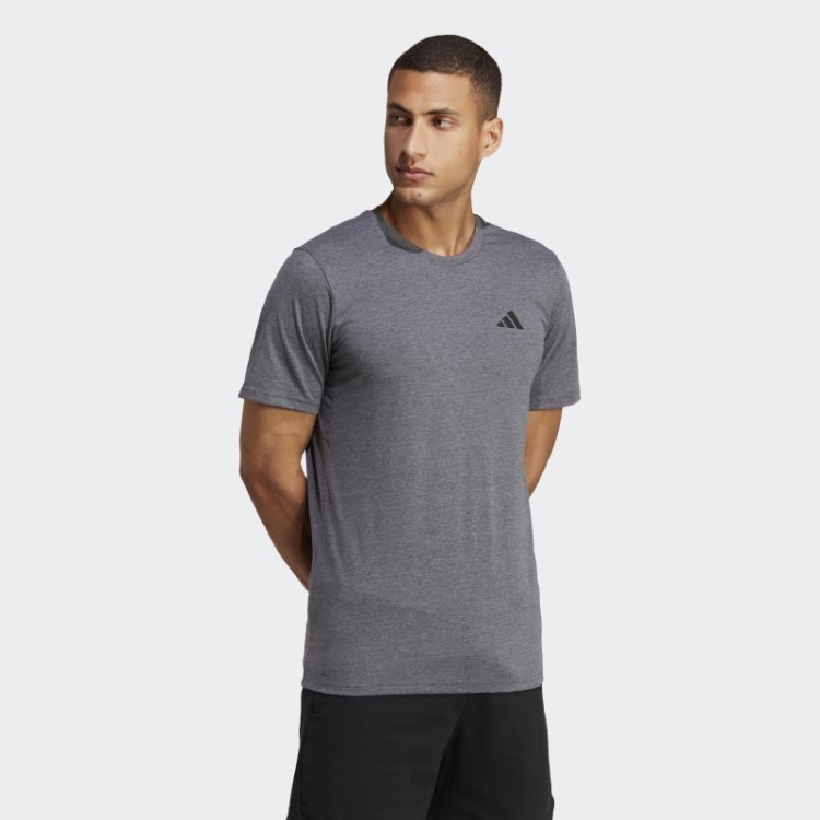 Camiseta De Treino Adidas Cinza Escuro Heather Train Essentials Feelready