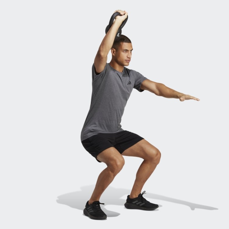 Camiseta De Treino Adidas Cinza Escuro Heather Train Essentials Feelready