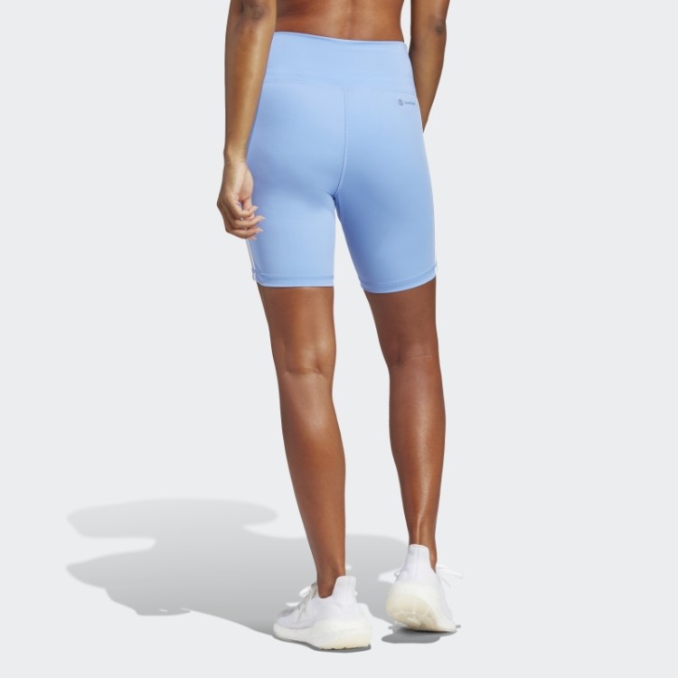 Adidas Training Essentials 3 Listras Leggings Curtas De Cintura Alta Azul
