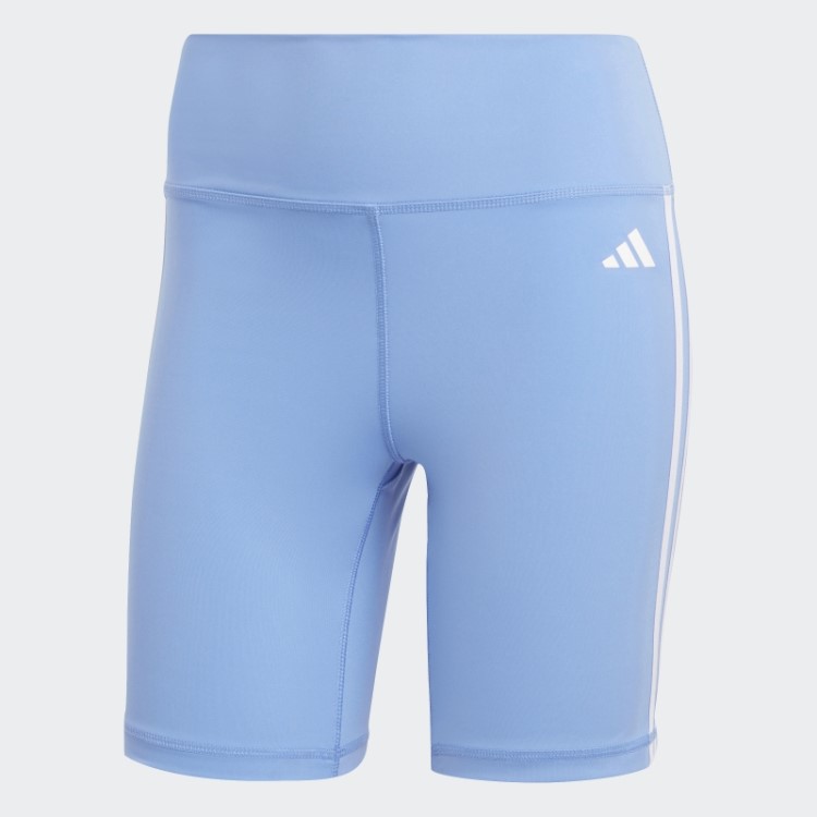 Adidas Training Essentials 3 Listras Leggings Curtas De Cintura Alta Azul