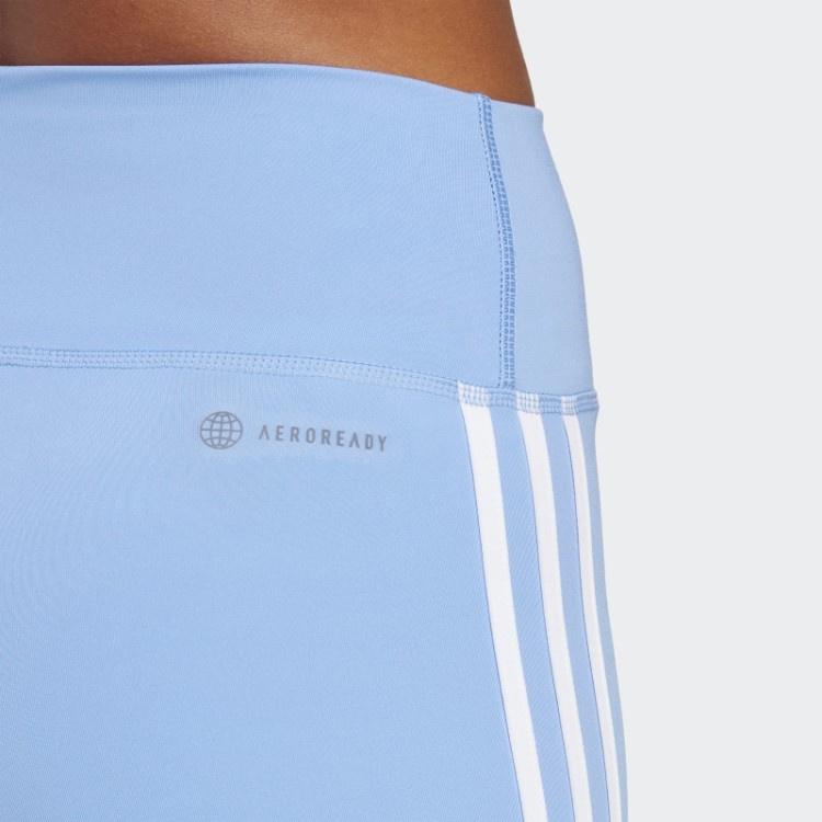 Adidas Training Essentials 3 Listras Leggings Curtas De Cintura Alta Azul