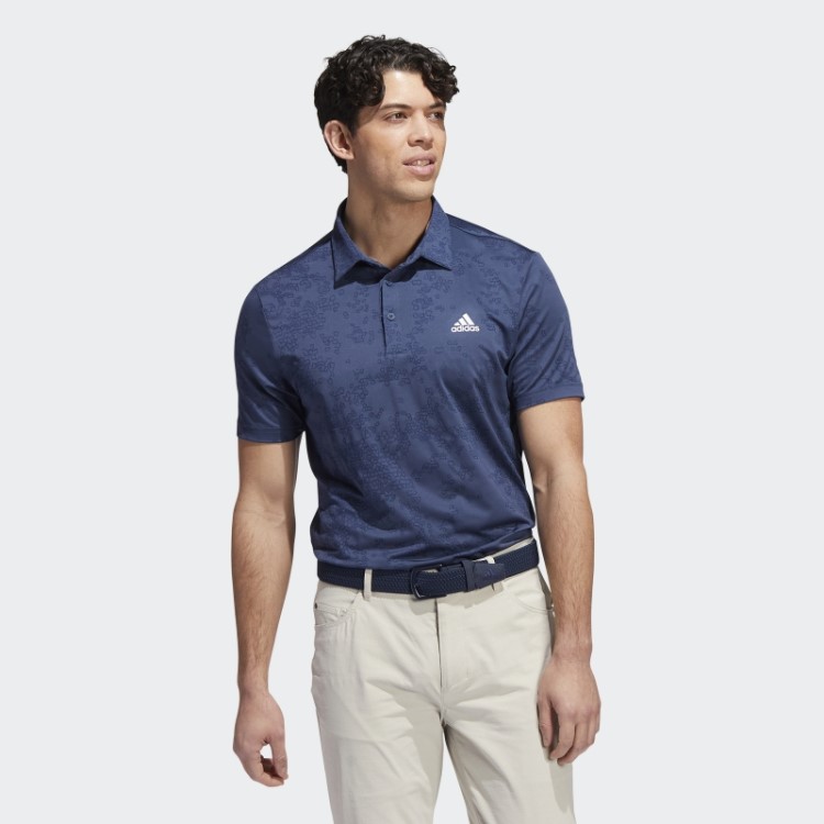 Camisa Polo Jacquard Azul Marinho Adidas