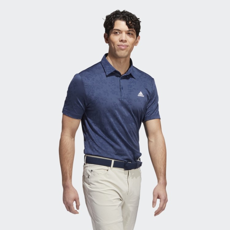Camisa Polo Jacquard Azul Marinho Adidas