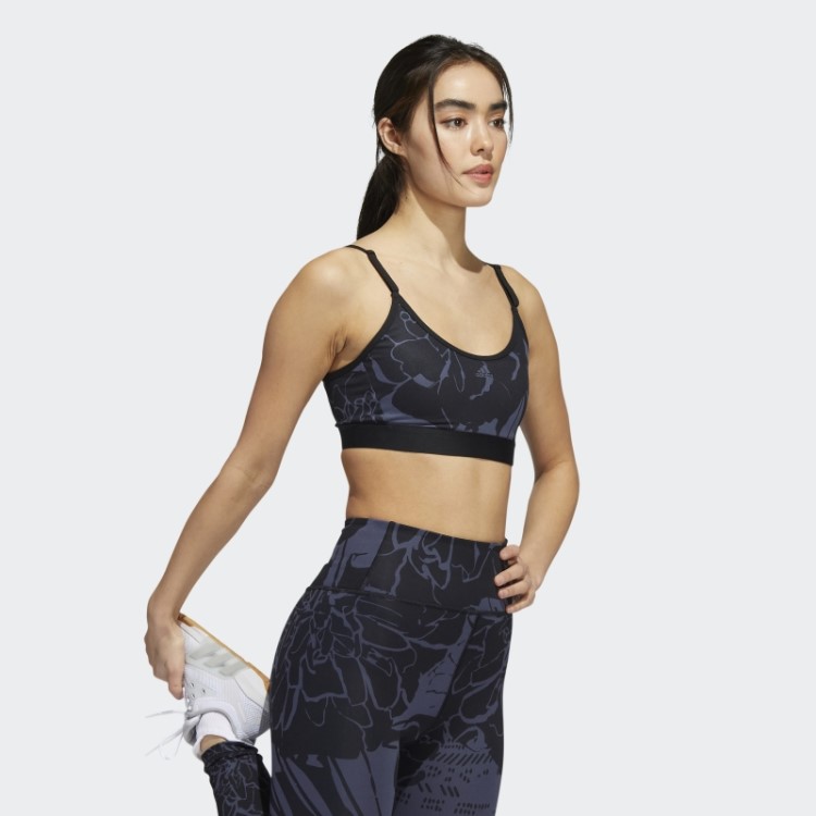 Sutiã Leve Com Estampa Floral Adidas Navy
