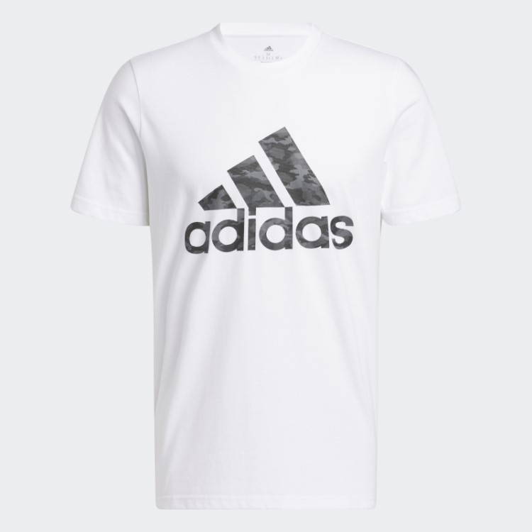Camiseta Camuflada De Manga Curta Branca Adidas
