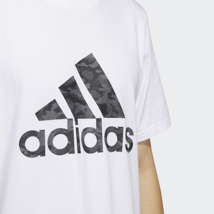 Camiseta Camuflada De Manga Curta Branca Adidas
