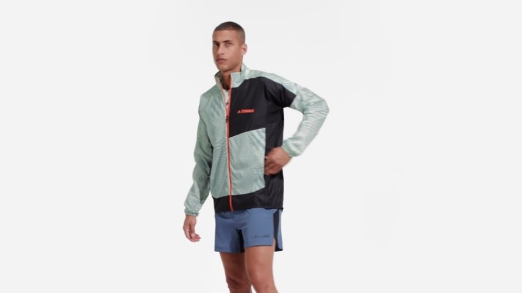 Adidas Terrex Trail Running Jaqueta Corta Vento Com Estampa Cinza