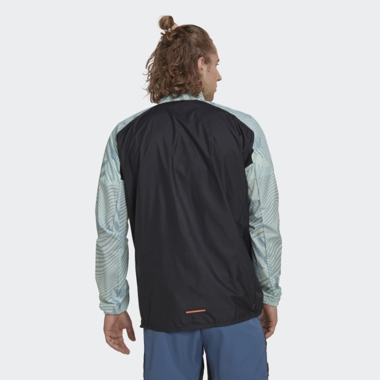 Adidas Terrex Trail Running Jaqueta Corta Vento Com Estampa Cinza