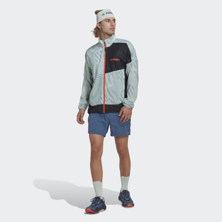 Adidas Terrex Trail Running Jaqueta Corta Vento Com Estampa Cinza