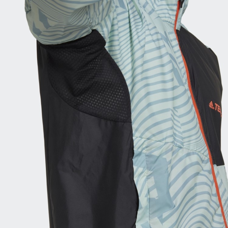 Adidas Terrex Trail Running Jaqueta Corta Vento Com Estampa Cinza