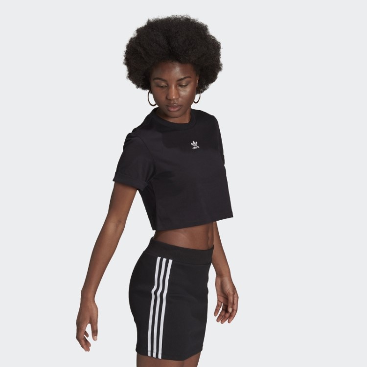 Camiseta Cropped Preta Adidas Adicolor Essentials