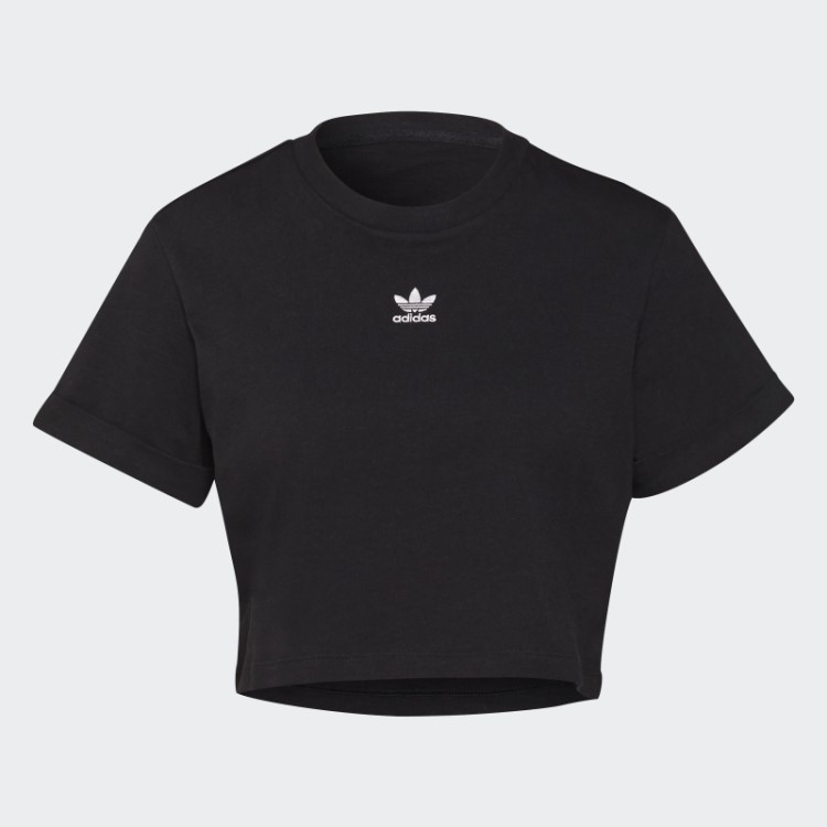 Camiseta Cropped Preta Adidas Adicolor Essentials