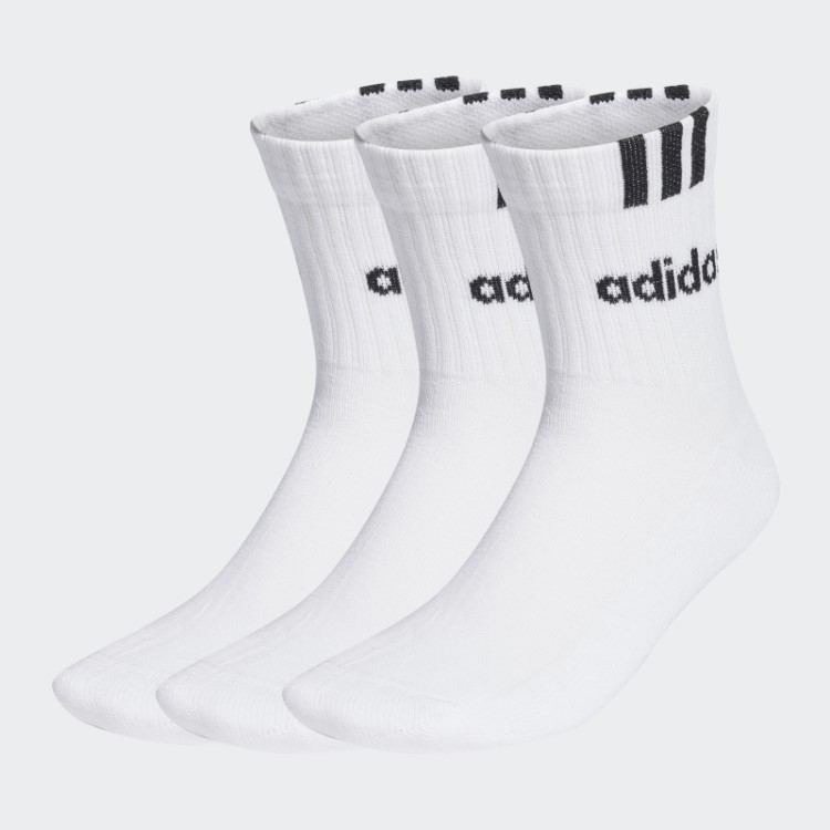 Meias Acolchoadas Lineares Com As 3 Listras Brancas 3 Pares Adidas