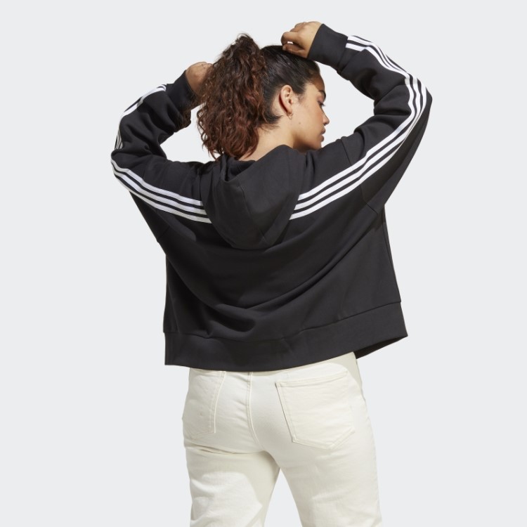 Adidas Future Icons Moletom Com Capuz E Zíper Nas Três Listras (tamanho Grande) Preto
